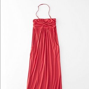 Romantic SOFT Cotton Maxi Halter Summer Jersey Dress Strap Garnet Hill Cozy